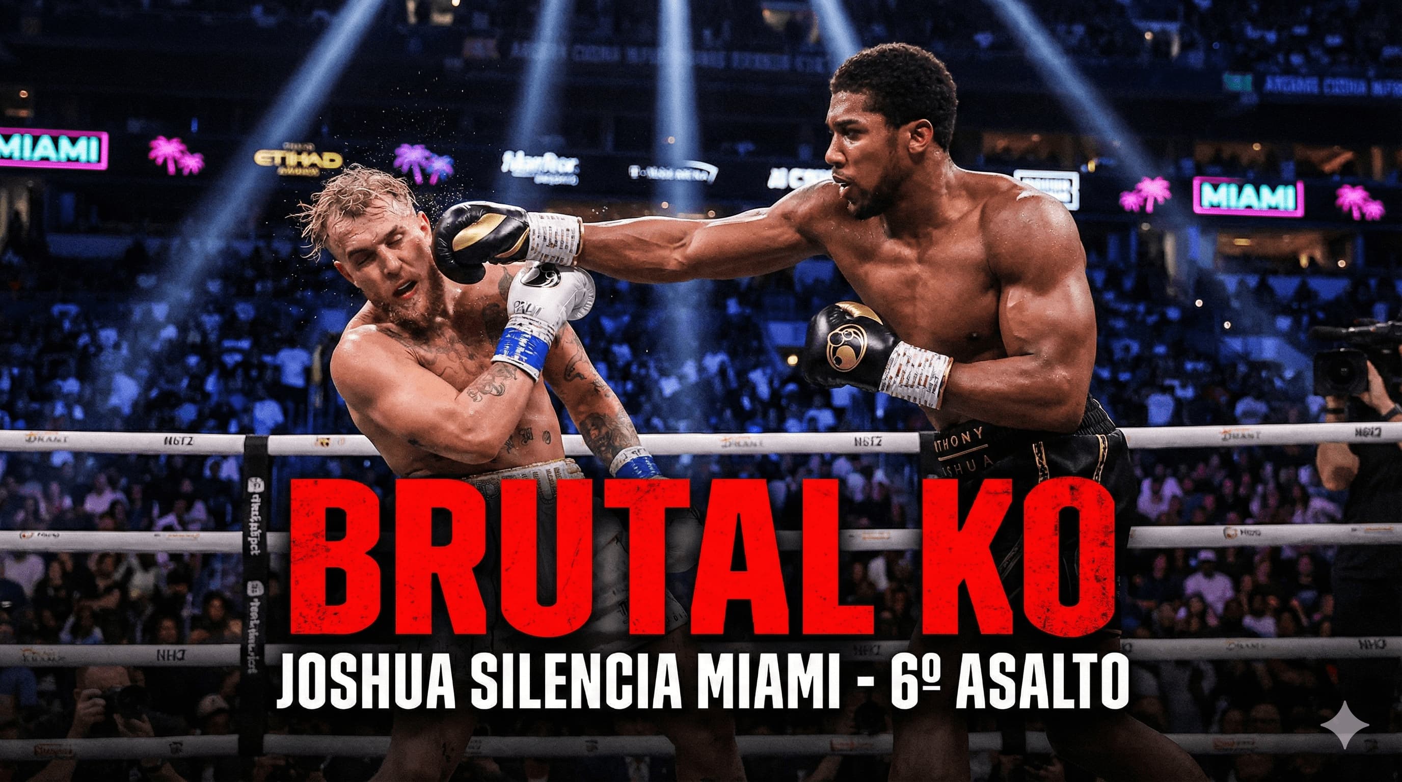 Anthony Joshua noquea a Jake Paul: El brutal KO en el sexto asalto que silenció Miami