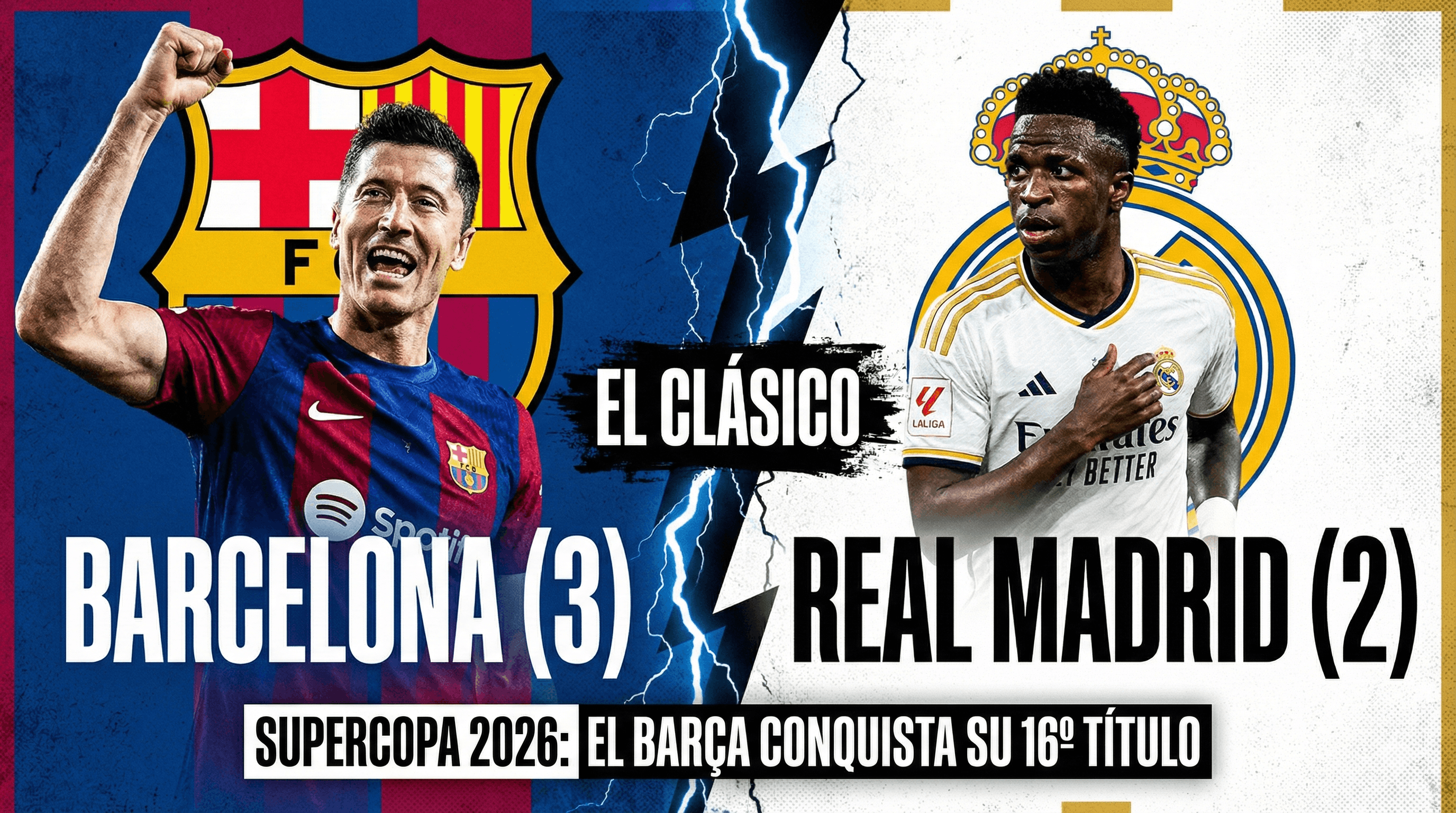 Barcelona vs Real Madrid (3-2): Resumen, Goles y el 16º Título de Supercopa 2026