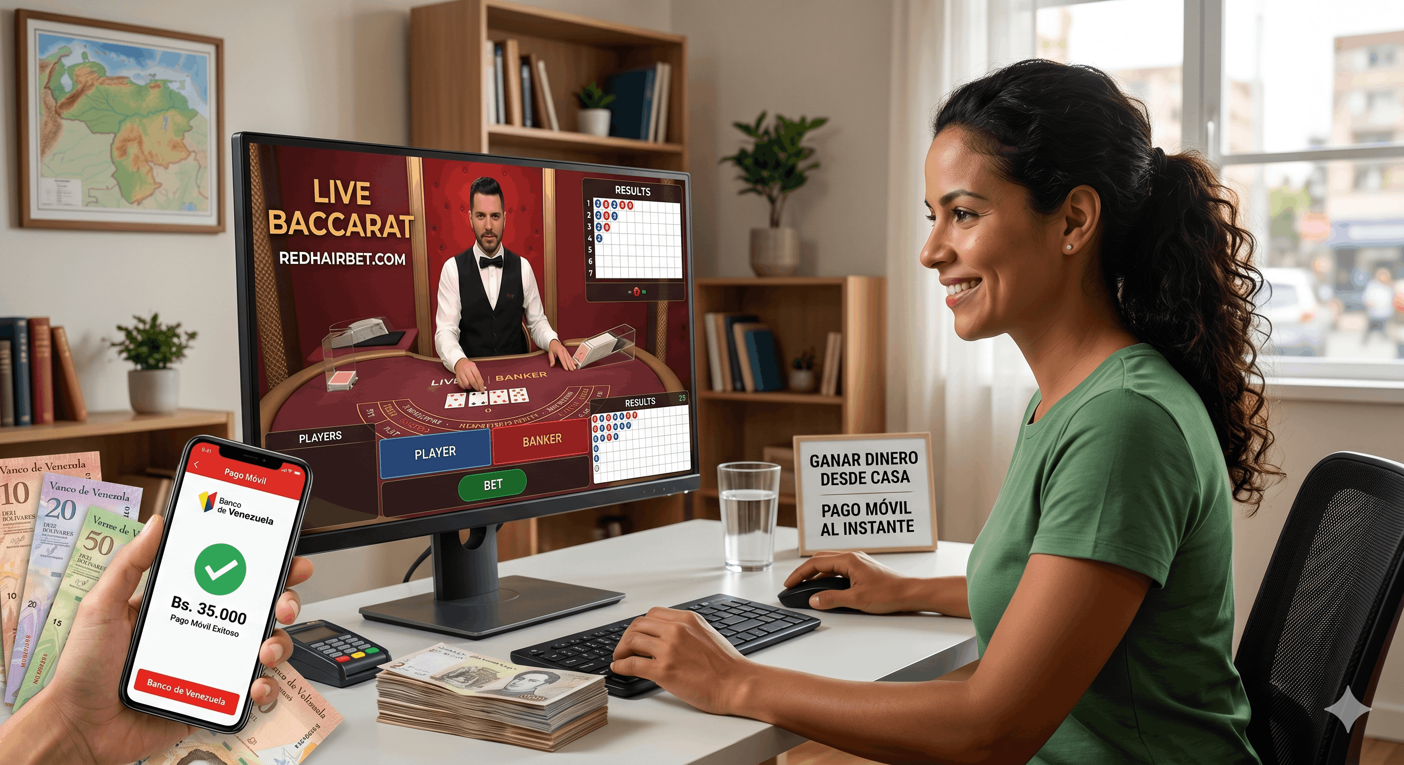Cómo jugar al Baccarat en vivo y ganar dinero desde casa en Venezuela con Pago Móvil